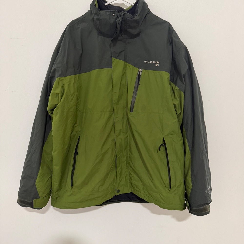 Columbia GRT Mens XL Green Charcoal Grey Colorblock Full Zip Trekking Jacket